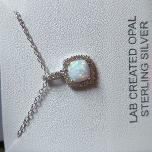 Opal pendant, sterling silver necklace